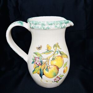 Vintage Italy HiMark Fruit Milif APPLE BLOSSOM Butterfly BUTTERMILK PITCHER 70's